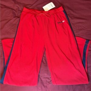 y2k dead stock Reebok sweatpants, red & blue striped